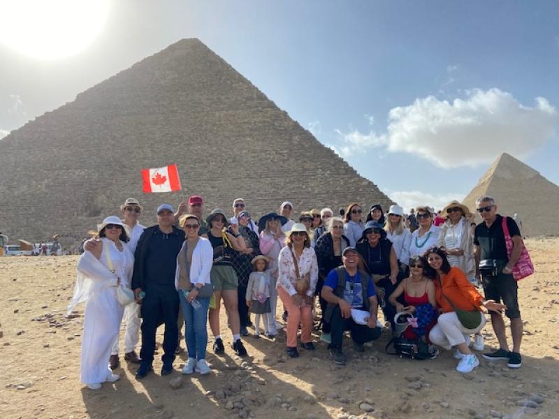The Great Pyramids of Egypt, Giza, with our happy and excited clients